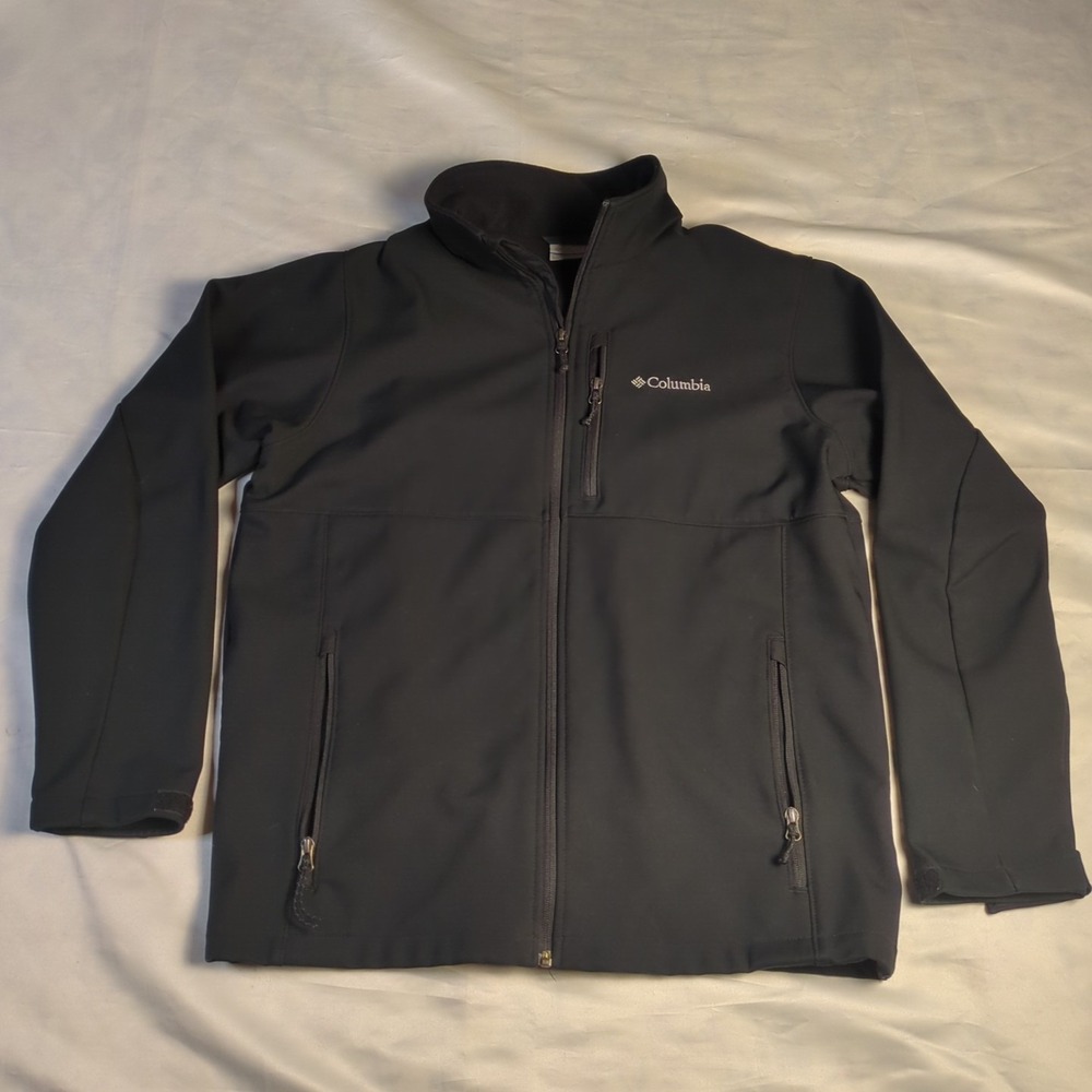 Mens Size Medium Columbia Bowen Lake II Softshell Jacket Black Windbreaker